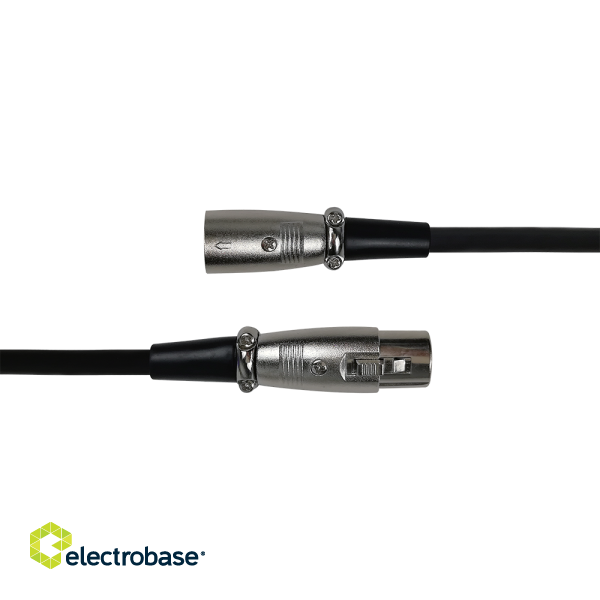 XLR audio cable DELTACO 3-pin male - 3-pin female, 26 AWG, 1m, black / XLR-1010-K / 00160001 image 2