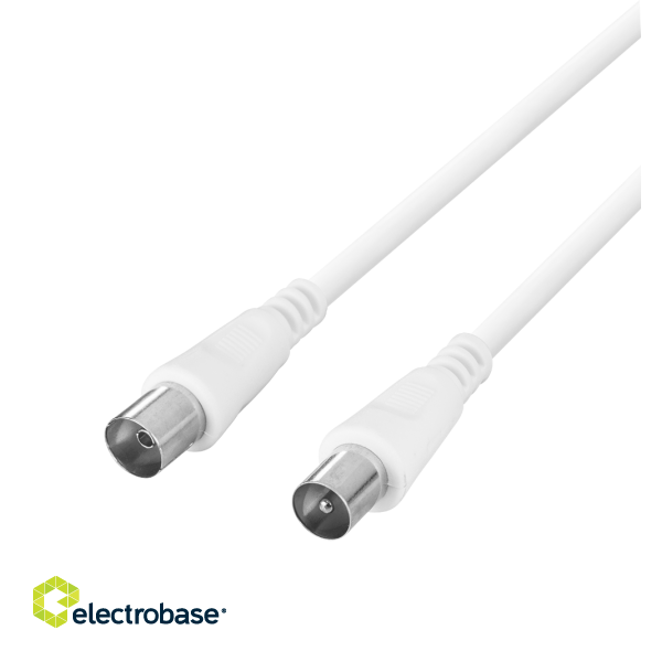 Antenna cable DELTACO 75 Ohm, ferrite cores, gold-plated connectors, 1m, white / AN-101-K / R00150001 image 1
