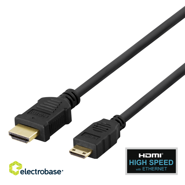 Cable DELTACO HDMI - mini HDMI, 4K UHD in 60Hz, 2m, black / HDMI-1026-K / R00100008 image 1