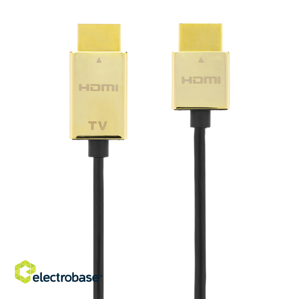 Cable DELTACO Ultra-thin HDMI, 4K UHD, 3m, black/gold / HDMI-1043-K / 00100012 image 2