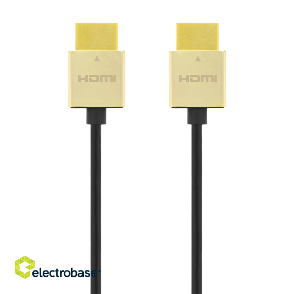 Cable DELTACO Ultra-thin HDMI cable, 4K UHD, 2m, black/gold / HDMI-1042-K / 00100011 image 2