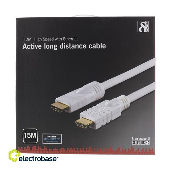 DELTACO active HDMI cable, 4K, Ultra HD, HDMI Type A ha, gold plated, 15m white / HDMI-1151 image 1
