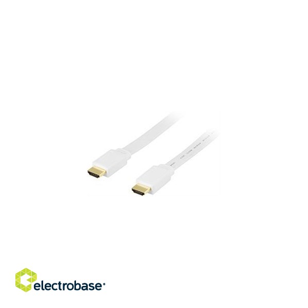 DELTACO flat HDMI cable 4K, UltraHD in 60Hz, 0.5m 19-pin ha-ha, white  HDMI-1005H image 1