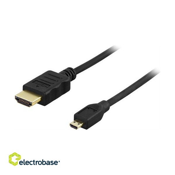 Cable DELTACO 4K, Ultra HD in 60Hz, HDMI-A, Micro HDMI, 1m, black / HDMI-1013 image 1