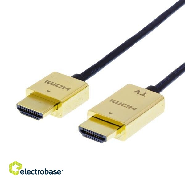 DELTACO PRIME ultra-thin HDMI cable, HDMI Type A ha, 4K, Ultra HD, gold plated, 3m, black/gold / HDMI-1043-K image 1