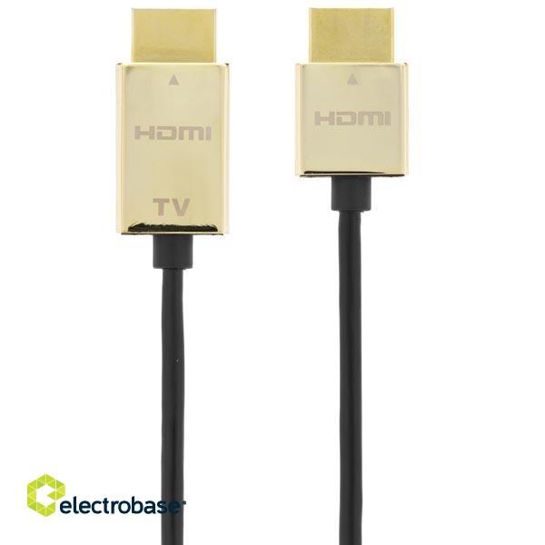 DELTACO PRIME ultra-thin HDMI cable, HDMI Type A ha, 4K, Ultra HD, gold plated, 3m, black/gold / HDMI-1043-K image 2