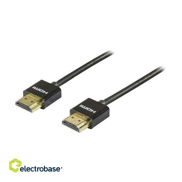 DELTACO thin HDMI cable, UltraHD in 60Hz,1m, 19-pin ha-ha, black / HDMI-1091 image 1