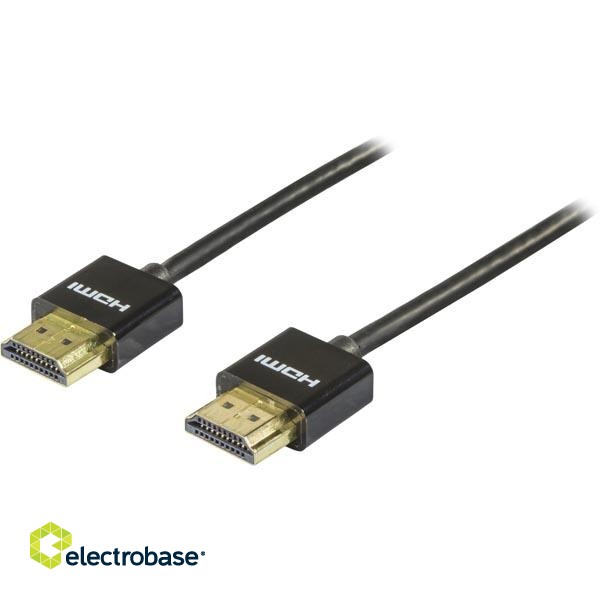 DELTACO thin HDMI cable, UltraHD in 60Hz, 2m, 19 pin ha-ha, black / HDMI-1092-K image 2