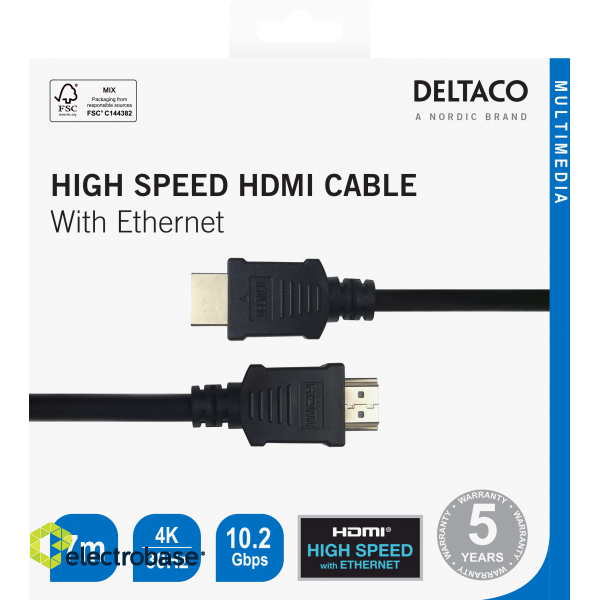 HDMI cable DELTACO 4K UHD, 7m, black / HDMI-1060-K / 00100016 image 3