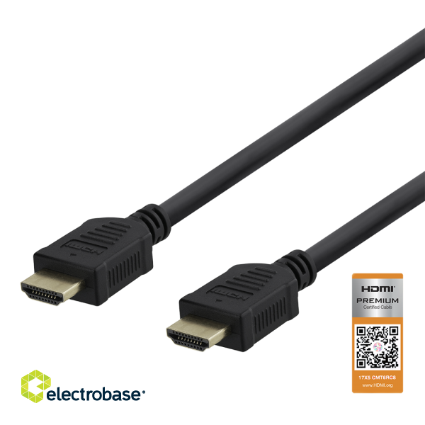 HDMI cable DELTACO Premium High Speed, 4K UHD, 1m, black / HDMI-1010-K / R00100003 image 1