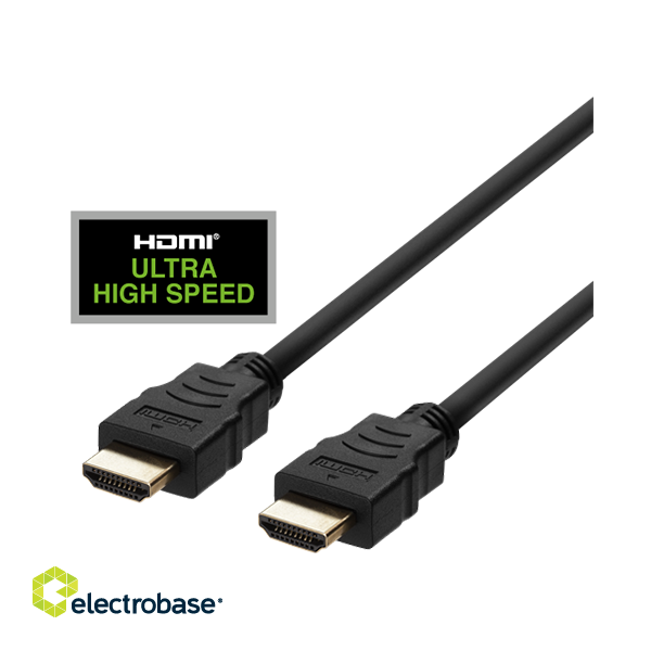 HDMI cable DELTACO ULTRA High Speed, 0.5m, eARC, QMS, 8K at 60Hz, 4K at 120Hz, black / HU-05 image 1