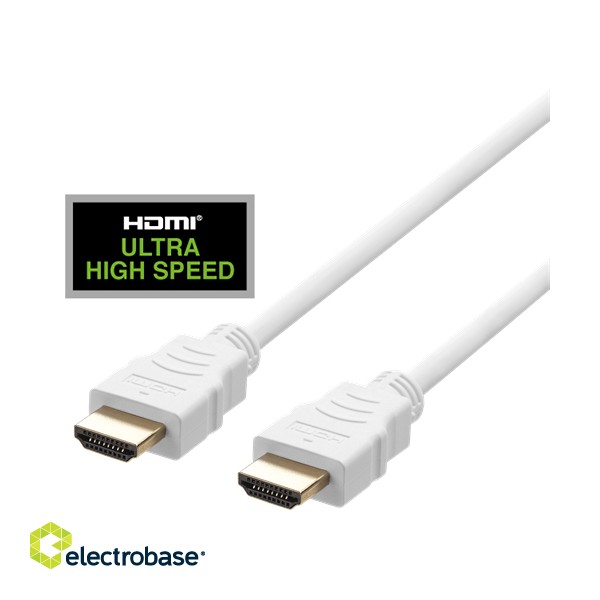 HDMI cable DELTACO ULTRA High Speed, 48Gbps, 2m,  eARC, QMS, 8K at 60Hz, 4K at 120Hz, white / HU-20A image 1