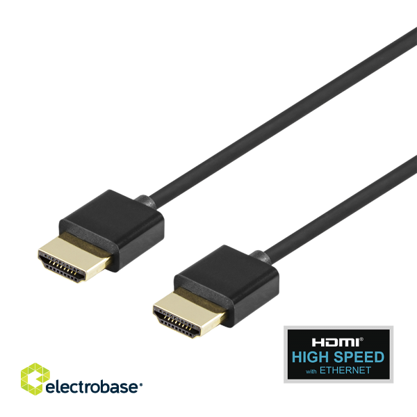 Ultra-thin HDMI cable DELTACO 4K UHD, 1m, black / HDMI-1091-K / R00100017 image 1