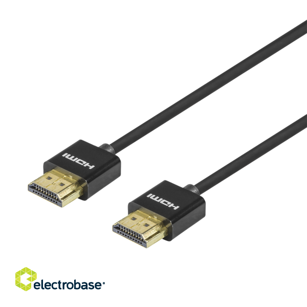 Ultra-thin HDMI cable DELTACO 4K UHD, 2m, black / R00100018 image 2