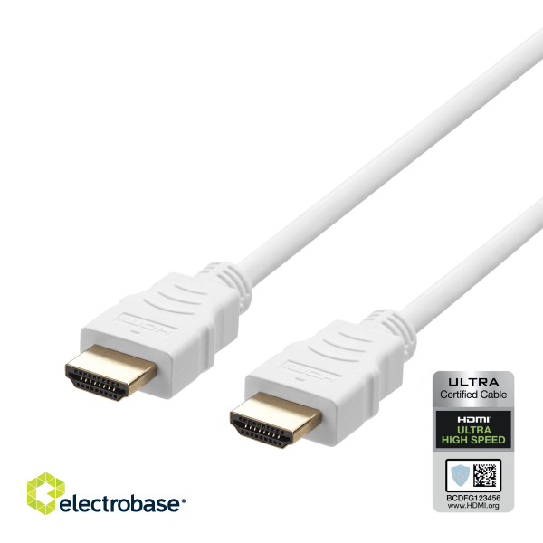 Ultra High Speed HDMI Cable DELTACO 2M, eARC, QMS, 8K at 60Hz, 4K at 120Hz, white / HU-20A-R image 1