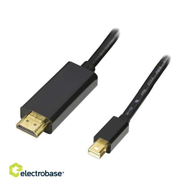 DELTACO mini DisplayPort to HDMI cable with audio, Full HD @60Hz, 2m, / DP-HDMI204-K image 1