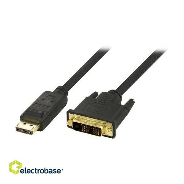 DELTACO DisplayPort to DVI-D Single Link Monitor Cable, Full HD in 60Hz, 3m, black, 20-pin ha - 18 + 1-pin ha / DP-2030 image 1