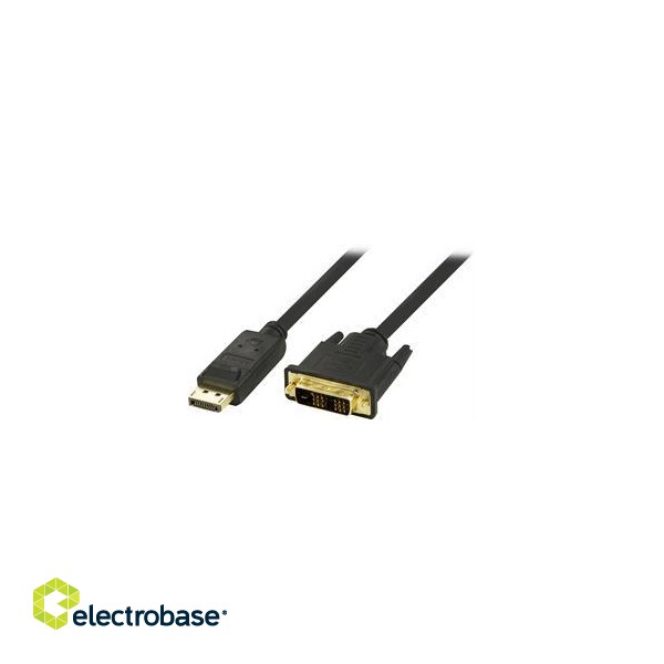 DELTACO DP to DVI-D Single Link Cable, Full HD in 60Hz, 2m, black, 20-pin ha - 18 + 1-pin ha / DP-2020 image 2