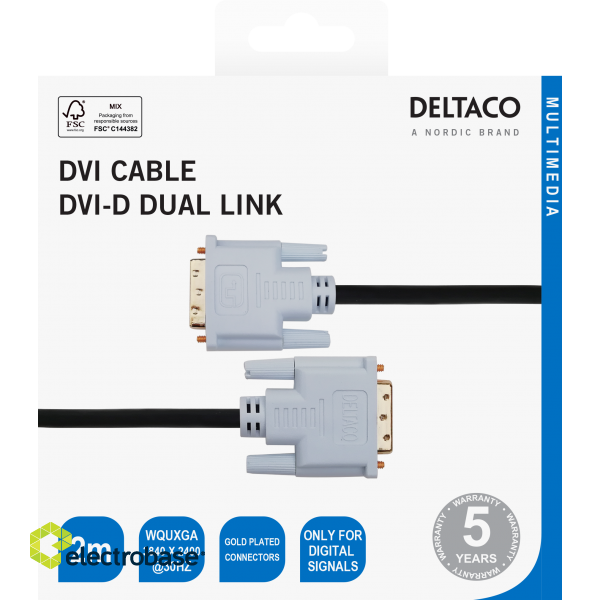 Cable DELTACO DVI-D Dual Link, 1080p 60Hz, 2m, black / R00120003 image 3