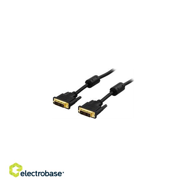 DELTACO DVI Single Link Monitor Cable, DVI-D 18 + 1-pin ha-ha, gold plated contacts, 2m, black / VE011-A фото 3