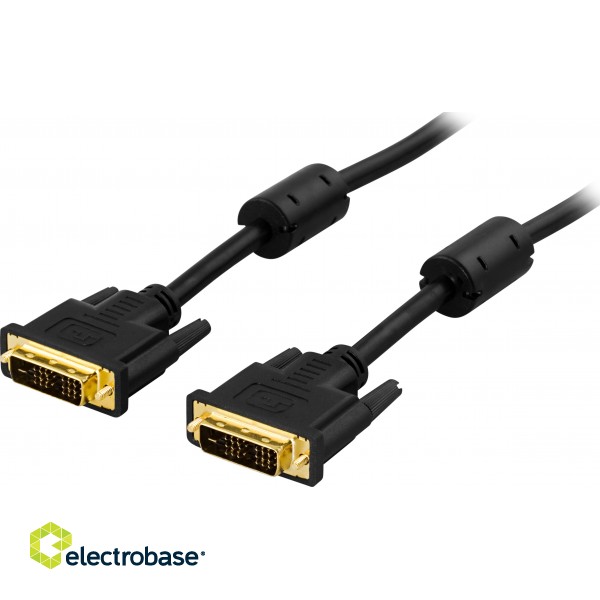 DVI Single Link monitor cable DELTACO DVI-D 18 + 1-pin ha-ha, gold-plated connectors, conductor of pure copper, 3m, black / VE011-B image 1