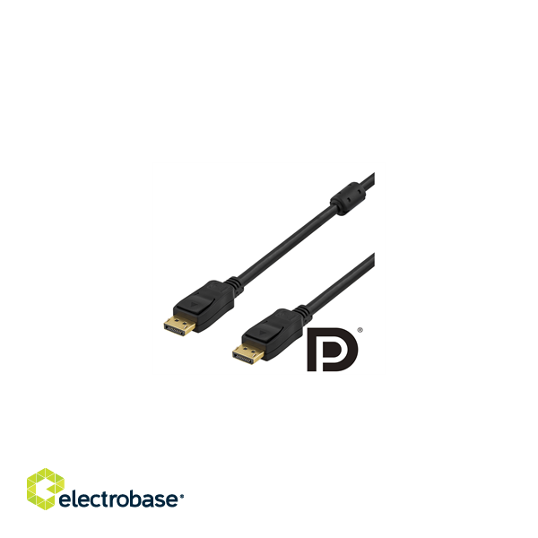 Cable DELTACO DisplayPort, Ultra HD in 60Hz, 21.6 Gb / s, 3m, black / DP-1030 image 1