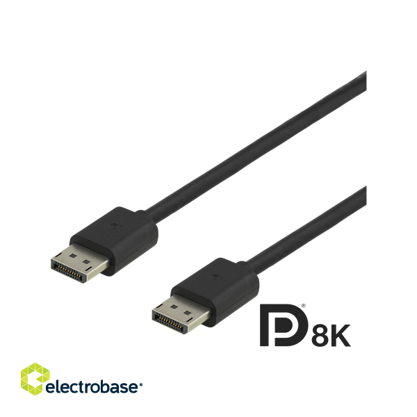 DELTACO 8k DisplayPort cable, DP 1.4, 7680x4320 in 60Hz, 1.5m, black DP8K-1015 image 1