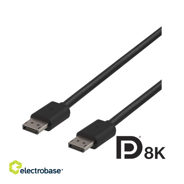 DELTACO 8K DisplayPort monitor cable, 7680x4320 in 60Hz, 32.4 Gb / s, 2m, black, 20-pin ha - ha / DP8K-1020