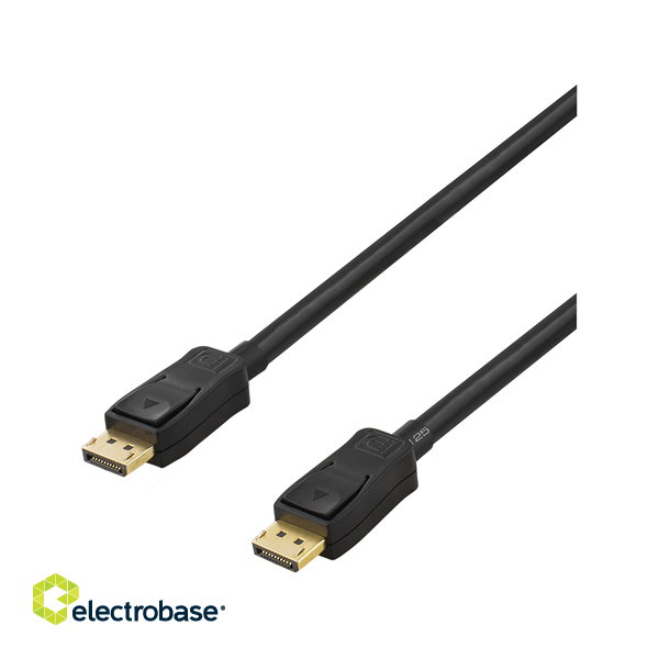 DELTACO DisplayPort monitor cable, 20 pin ha - ha, 20m, gold plated connectors, black / DP-4200 image 2