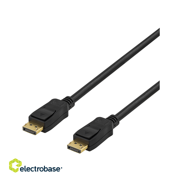 DELTACO DisplayPort Monitor Cable, UltraHD in 60Hz, 5m, 20-pin ha-ha, gold plated connectors, black / DP-4050 image 1
