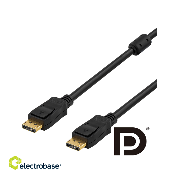 DELTACO PRME DisplayPort cable, Ultra HD @60Hz, 21.6 Gb/s, 1m, black DP-1010-K image 1