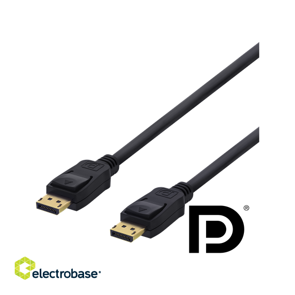 DisplayPort cable DELTACO 1m, 4K UHD, DP 1.2, black / DP-1010D image 1