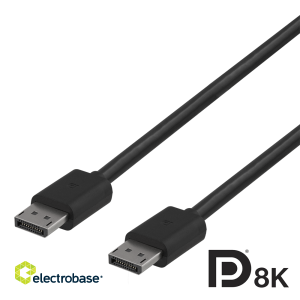 DisplayPort cable DELTACO  8K, DP 1.4, 2m, black / DP8K-1020-K / R00110015 image 1