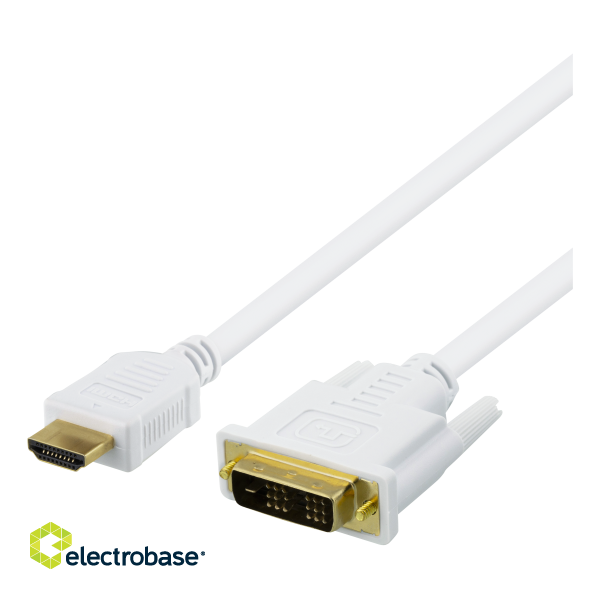 Cable DELTACO HDMI – DVI, 3m, „Full HD“, white / HDMI-113AD image 1