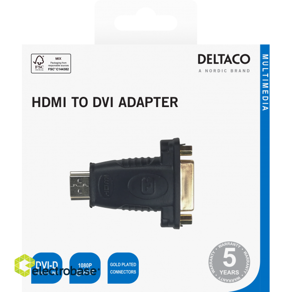 HDMI - DVI-D adapter DELTACO gold-plated connectors, 1080p, black / HDMI-10-K / R00100020 image 4