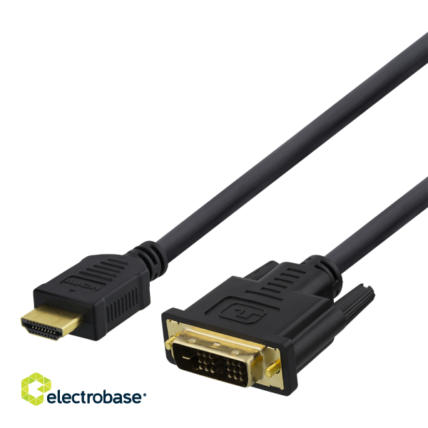 HDMI to DVI cable DELTACO 1080p, DVI-D Single Link, 1m, black / HDMI-110-K / R00100021 image 1