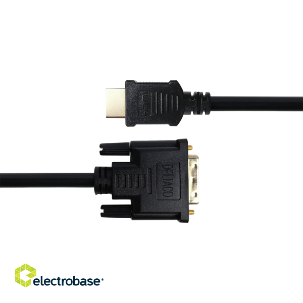 HDMI to DVI cable DELTACO 1080p, DVI-D Single Link, 1m, black / HDMI-110-K / R00100021 image 2