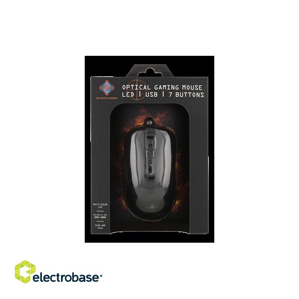 Mouse DELTACO GAMING wired, 800-2000 DPI, 125 Hz, LED, USB, Black / GAM-029