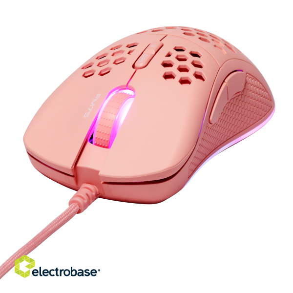 Ultralight Gaming Mouse DELTACO GAMING PM75 6400 DPI, RGB, Rubber coated side grips, pink / GAM-108-P image 1