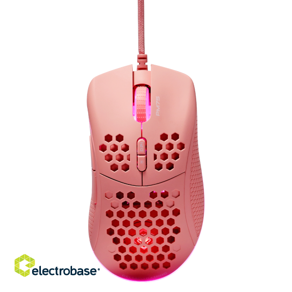 Ultralight Gaming Mouse DELTACO GAMING PM75 6400 DPI, RGB, Rubber coated side grips, pink / GAM-108-P image 4