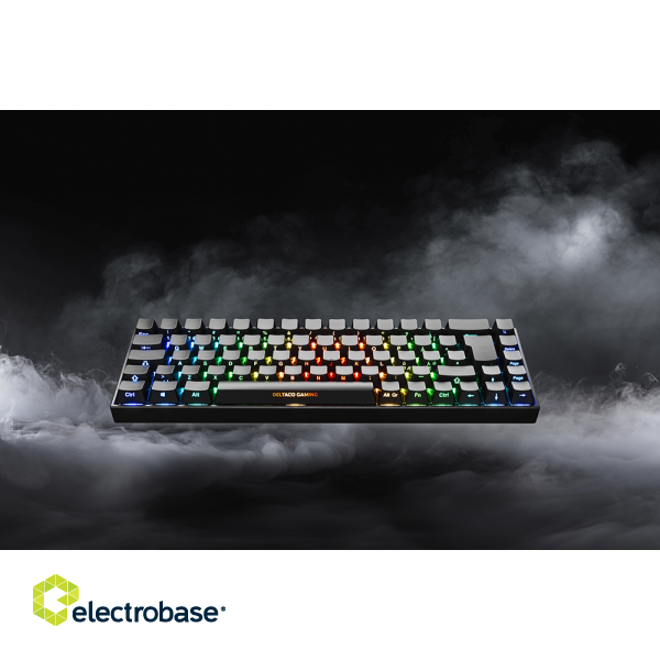 Wireless 65% keyboard DELTACO GAMING DK440R front lasered keys, RGB, Kailh Red, N-key rollover, UK Layout, pink/RGB / GAM-100-UK image 2