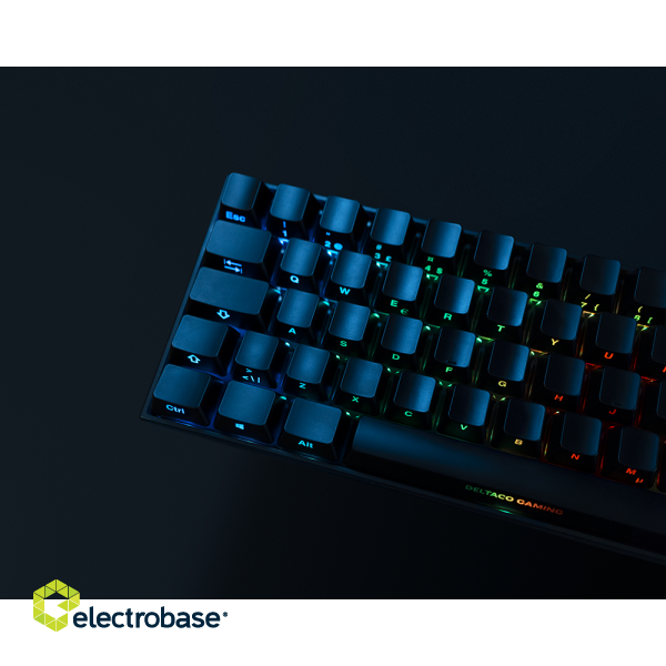 Wireless 65% keyboard DELTACO GAMING DK440R front lasered keys, RGB, Kailh Red, N-key rollover, UK Layout, pink/RGB / GAM-100-UK image 3