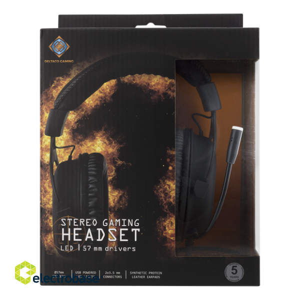 Headset DELTACO GAMING 2 x 3.5 mm, LED, 20Hz - 20kHz, black / GAM-030 image 4