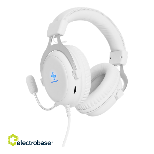 Headset DELTACO GAMING WHITE LINE 57mm element, aluminum frame, LED, white / GAM-030-W image 3