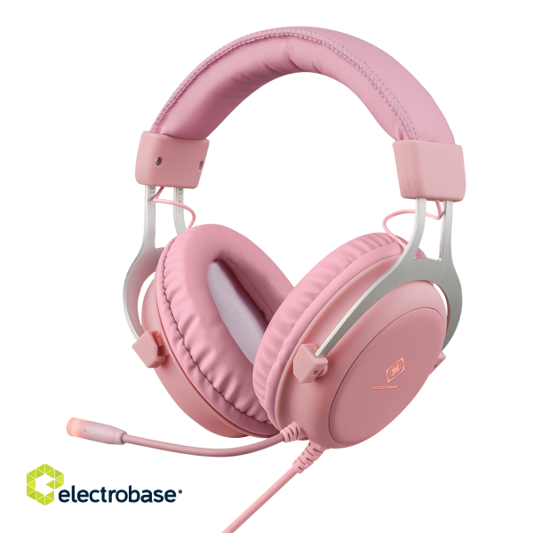 Stereo headset DELTACO GAMING PH85, 57mm element, LED, pink / GAM-030-P image 1