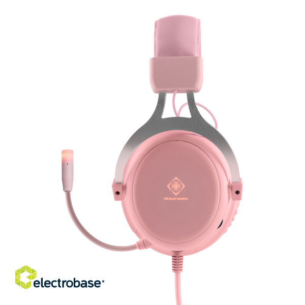 Stereo headset DELTACO GAMING PH85, 57mm element, LED, pink / GAM-030-P image 2