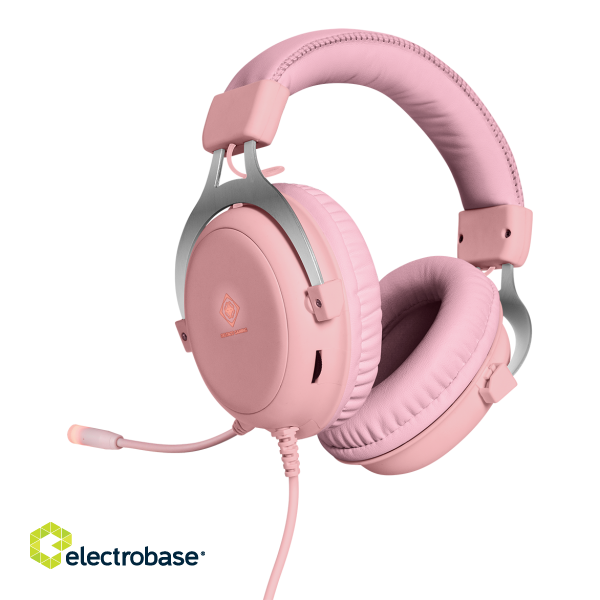 Stereo headset DELTACO GAMING PH85, 57mm element, LED, pink / GAM-030-P image 3