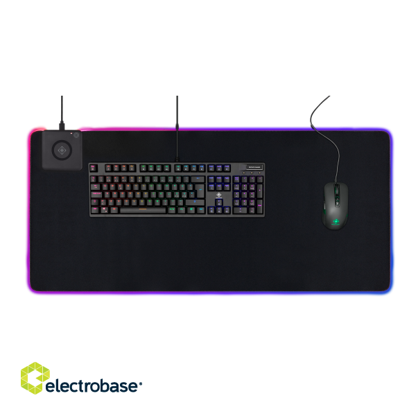 RGB mouse pad DELTACO GAMING extra wide, wireless charging, 900x400, black / GAM-092