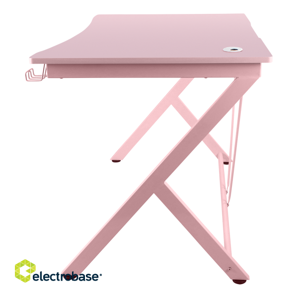 Gaming table DELTACO GAMING PINK LINE PT85, metal legs, PVC treated surface, built-in headset hanger, pink / GAM-055-P image 3
