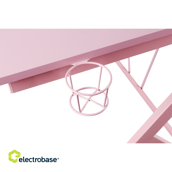 Gaming table DELTACO GAMING PINK LINE PT85, metal legs, PVC treated surface, built-in headset hanger, pink / GAM-055-P image 5